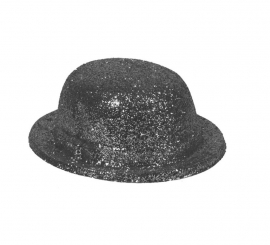 Black bowler hat with glitter