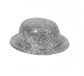 Silver bowler hat with glitter