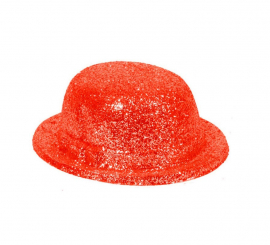 Red bowler hat with glitter