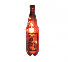 Halloween-Flasche mit Licht und Skelett im Inneren 29 x 8 cm