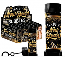 Caja de 24 Botes Burbujas Happy New Year de 14 cm