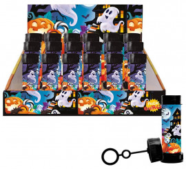 Caixa com 24 potes de bolhas de Halloween de 14 cm