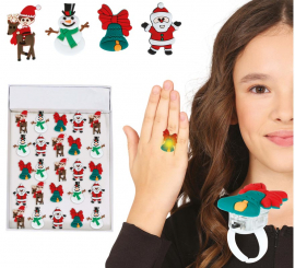 Caixa com 25 anéis de Natal de 3,5 cm com luz