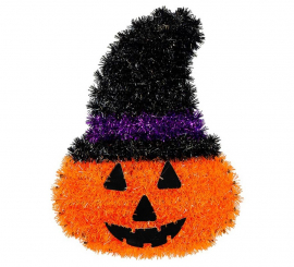 Citrouille avec chapeau à guirlandes 39x29 cm