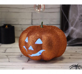 Calabaza efecto Glitter con Luz de 17 cm