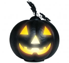 Black Metal Pumpkin with Light 16 cm