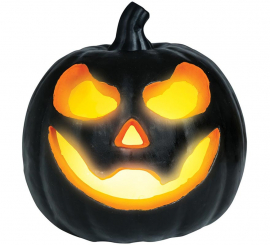 Black Foam Pumpkin with Light 16 cm