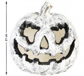 Calabaza Sonriente Blanca con Luz de 21 cm