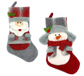 50 cm red Christmas stocking in assorted models