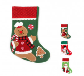 Christmas sock green tones 47X24 cm assorted colors