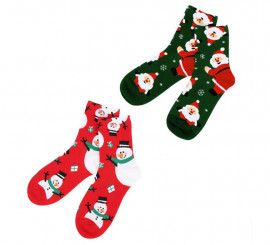 Santa Claus and Snowman Christmas Socks in Assorted Adult Models