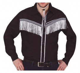 Adult black cowboy shirt with fringes