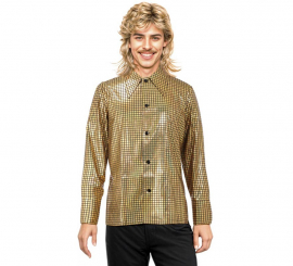 Camisa Disco Bling dorada para hombre