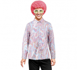 Men's Pink Psychedelic Disco Bling Shirt