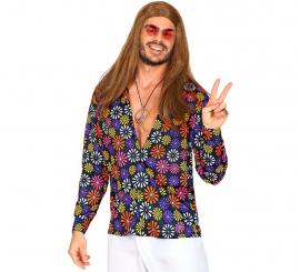 Men's 70s Hippie Floral Printed Shirt