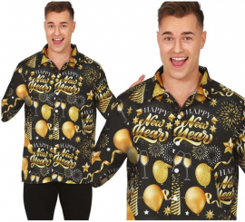 Happy New Year black adult print shirt