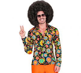 Men's 60s Hippie Shirt with Psychedelic Flowers