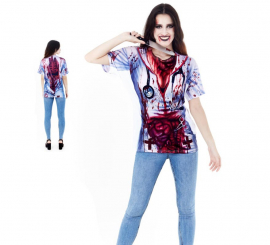 Damen-T-Shirt mit Halloween-Killer-Doctor-Aufdruck