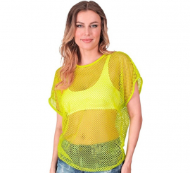 Camiseta feminina de malha amarelo neon