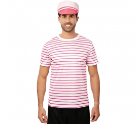 Camiseta de Marinero a rayas rosa adulto