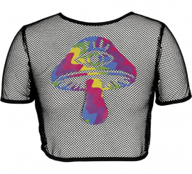 Camiseta de Rejilla Seta negra para mujer