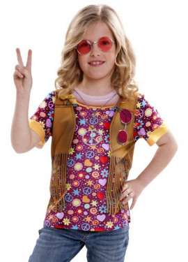 Camiseta disfraz Hippie niña