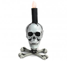 Skull candelabra with light 28x15 cm