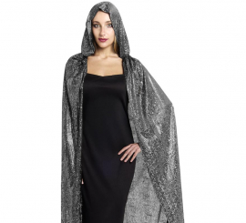 Two-tone silver hooded cape, 120 cm