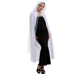 White velvet and tulle hooded cape, 120 cm