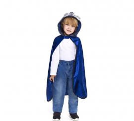 Capa de cavaleiro azul com capuz infantil