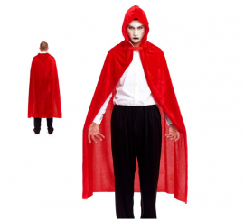 Velvet cape with red hood 140 cm