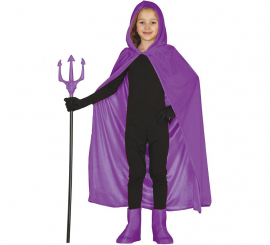 Lilac Velvet Cape with Hood 100 cm