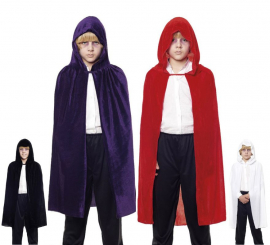 Capa Infantil 90 cm em Veludo com Capuz em várias cores