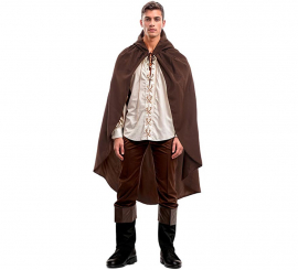 Brown Medieval Cape with Hood for Adults