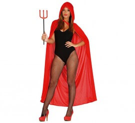 Red cape with hood of 130 cm