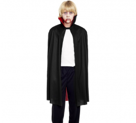 Children's Two-Tone Black and Red Vampire Cape 90 cm