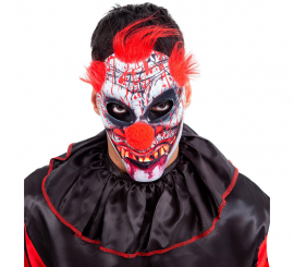 Gruselige Clown-Maske mit roten Haaren