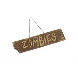 Cartel colgante marrón: Zombies 40x10 cm