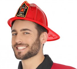 Red flocked firefighter helmet