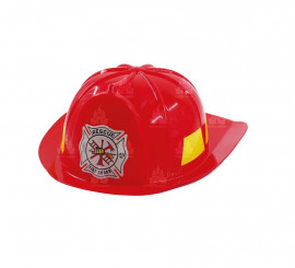 Children's red and yellow firefighter helmet