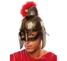 Golden Roman helmet with red hair