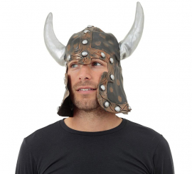 Viking helmet with white latex horns