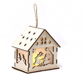 LED Wooden Santa Claus House 12 cm