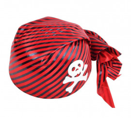 Casquete Pirata con rayas rojo y negro