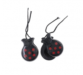 Black castanets with red polka dots