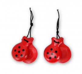 Red castanets with black polka dots 6.5x8.5 cm