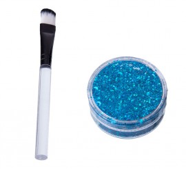 Brush and blue glitter 10.5x17.5 cm