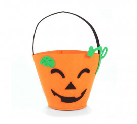 Cesta para dulces Happy Calabaza de fieltro de 14,5x10 cm