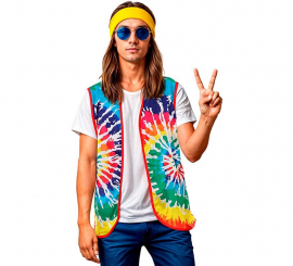 Chaleco de Hippie círculos multicolor adulto