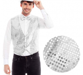 Men's Silver Sequin Vest